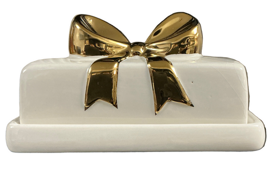 Gold Bow Butter Dish