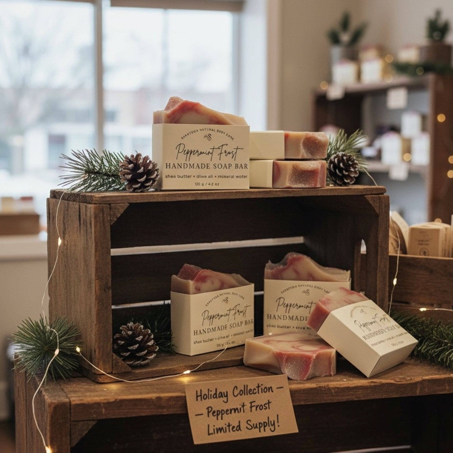 Peppermint Frost Handmade Soap Bar SEASONAL VEGAN Winter