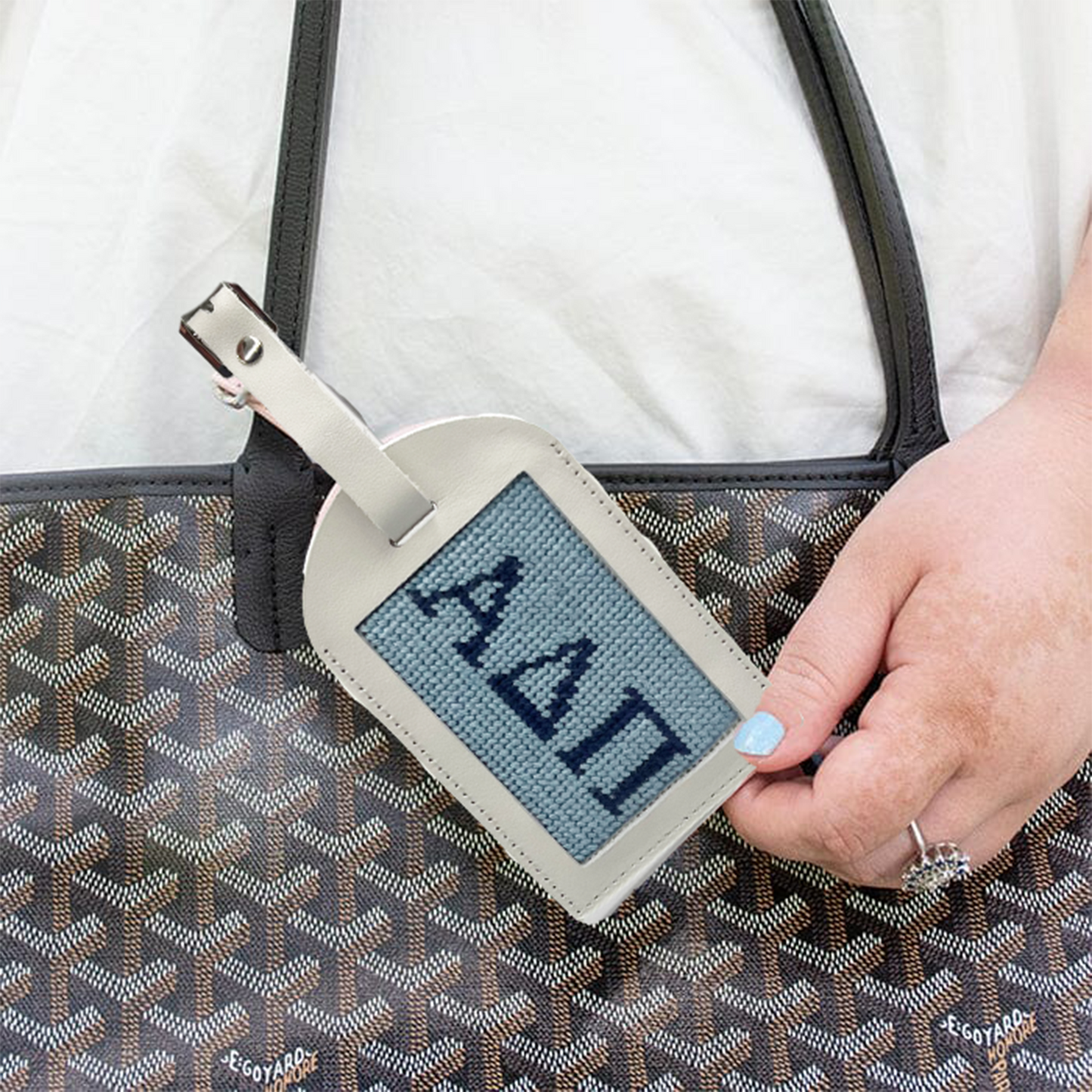 White Full Leather Bag Tag