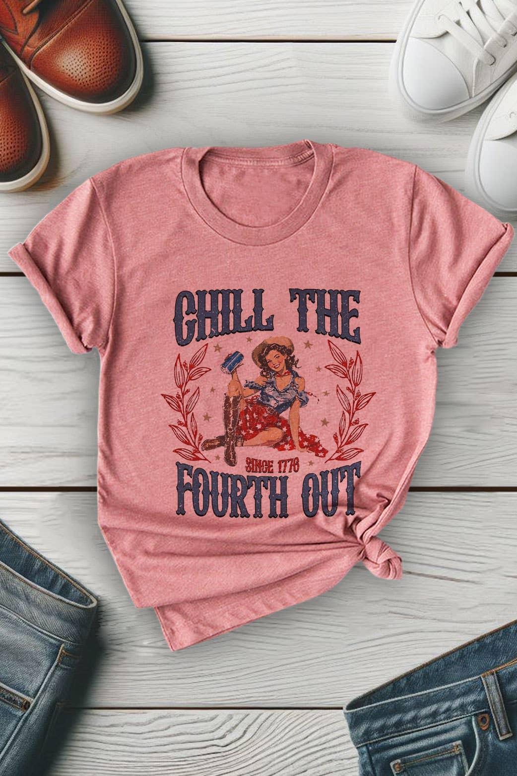 Chill The Fourth Out Since 1776, 4th of July, Unisex Round Neck T-Shirt