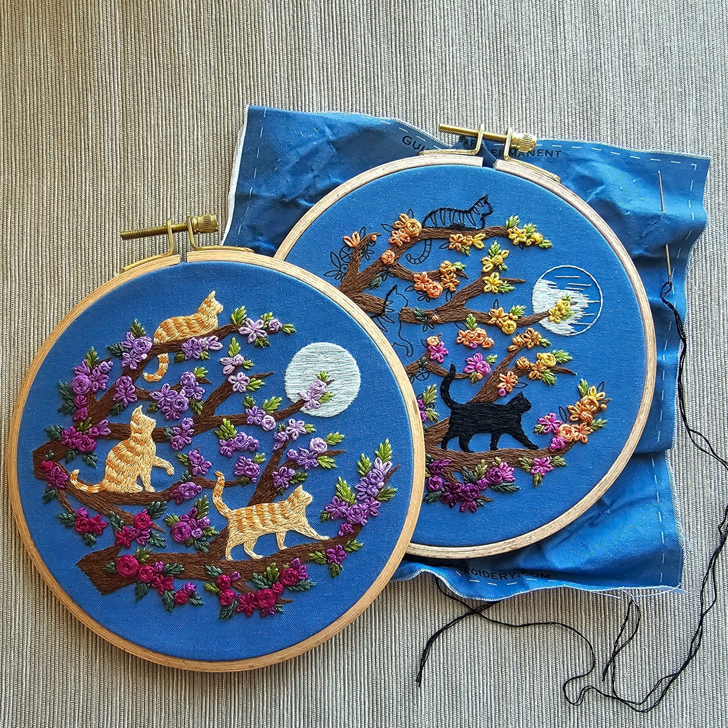 Cats & Full Moon Embroidery Kit