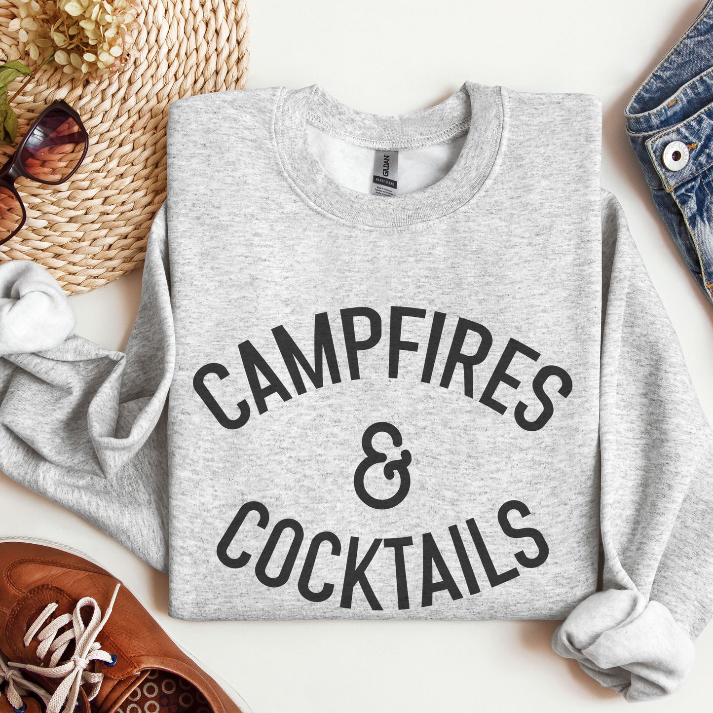 Campfires and Cocktails Crewneck Sweatshirt