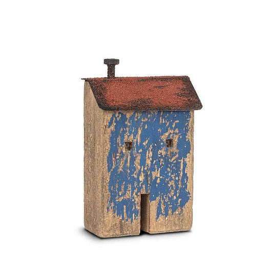 Medium Rustic House-Blue-7"H