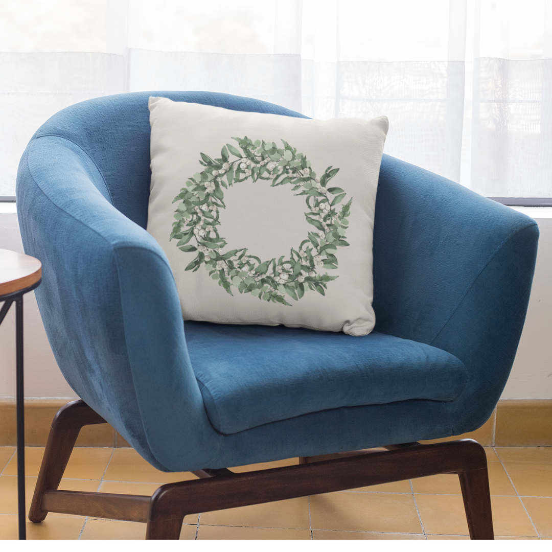 Mistletoe Wreath Pillow Cover