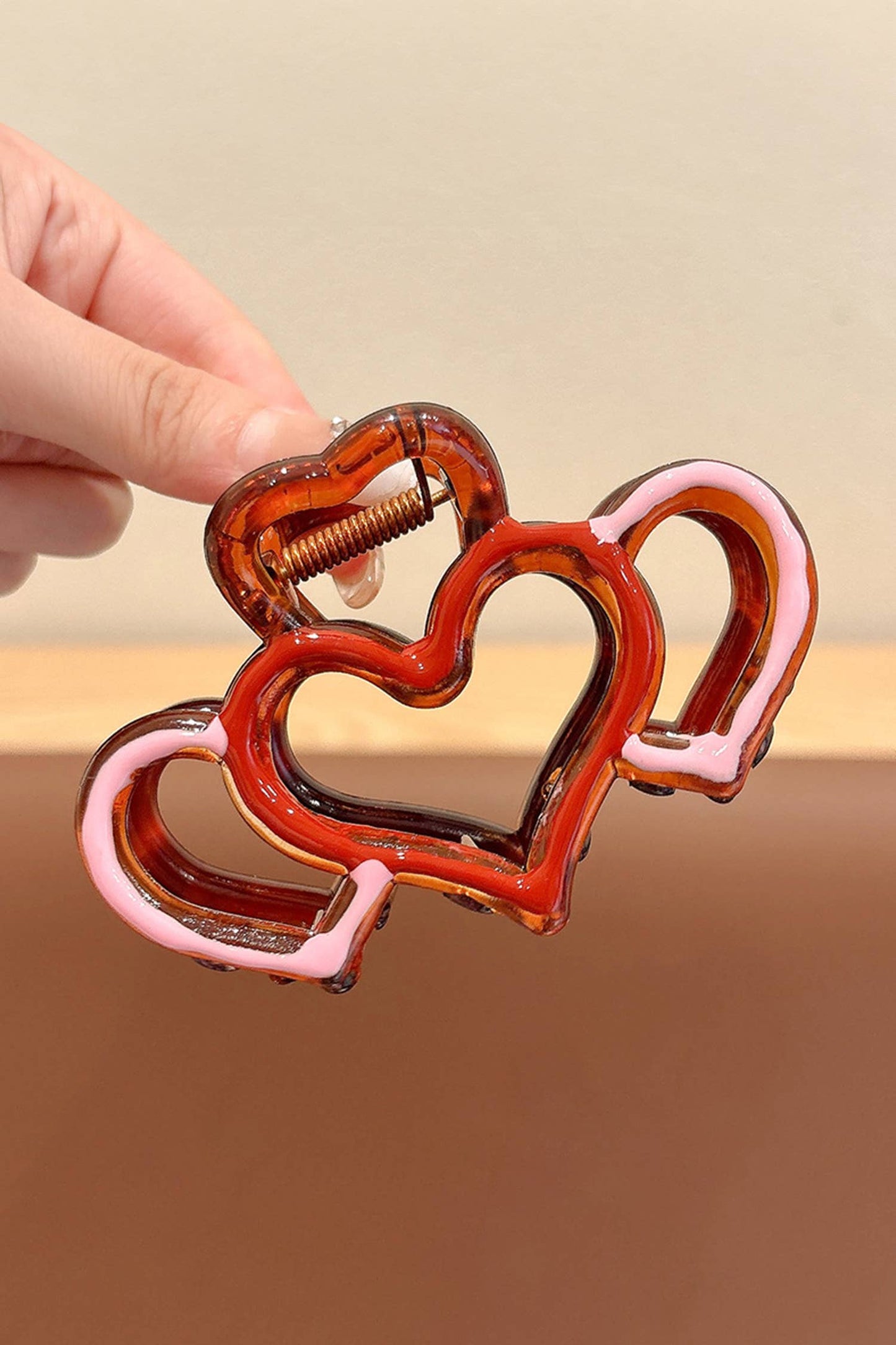 Valentines Heart Design Contrasted Acrylic Hair Claw Clip