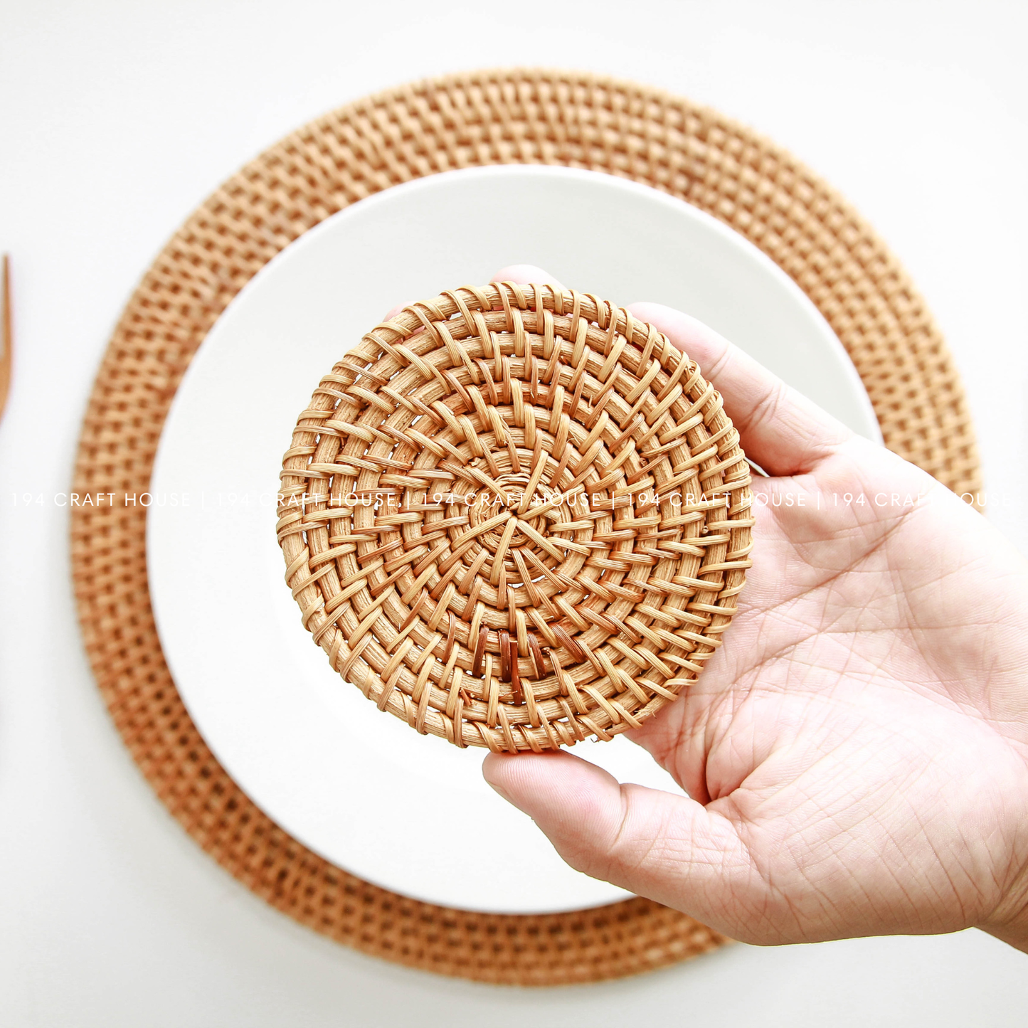 Natural Round Rattan Placemats - Home & Kitchen Decor