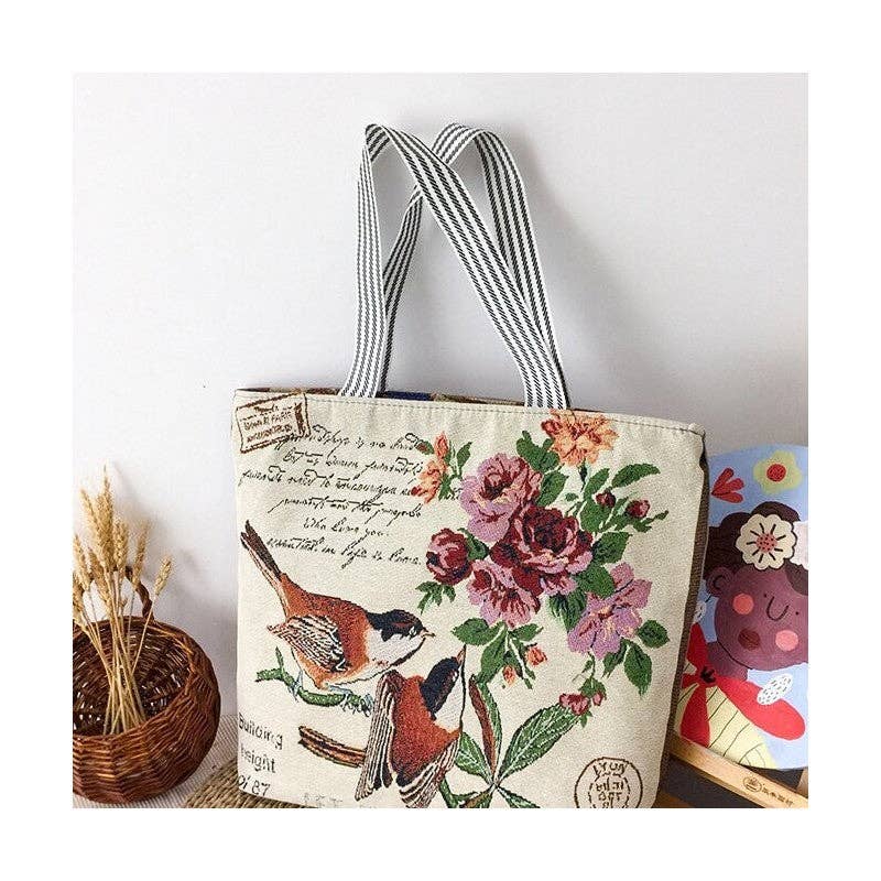 Stylish Large Capacity Floral Canvas Bag