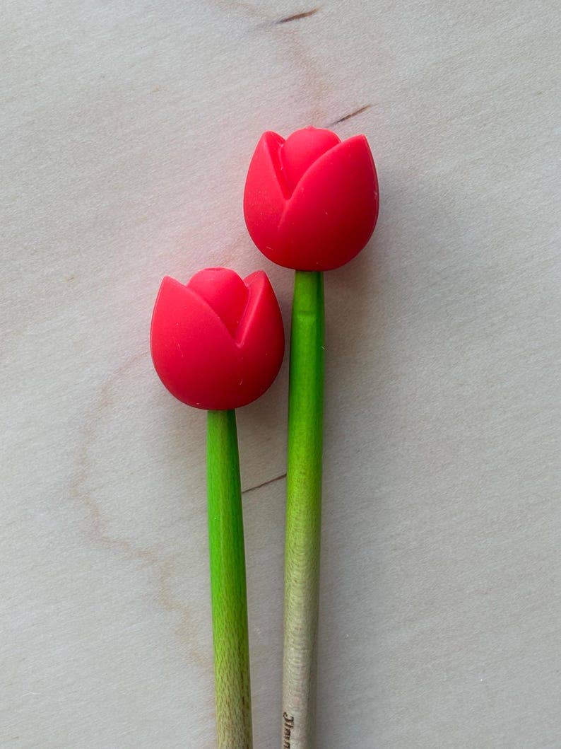 Knitting Needle Point Protectors Tulips Flower Spring Garden