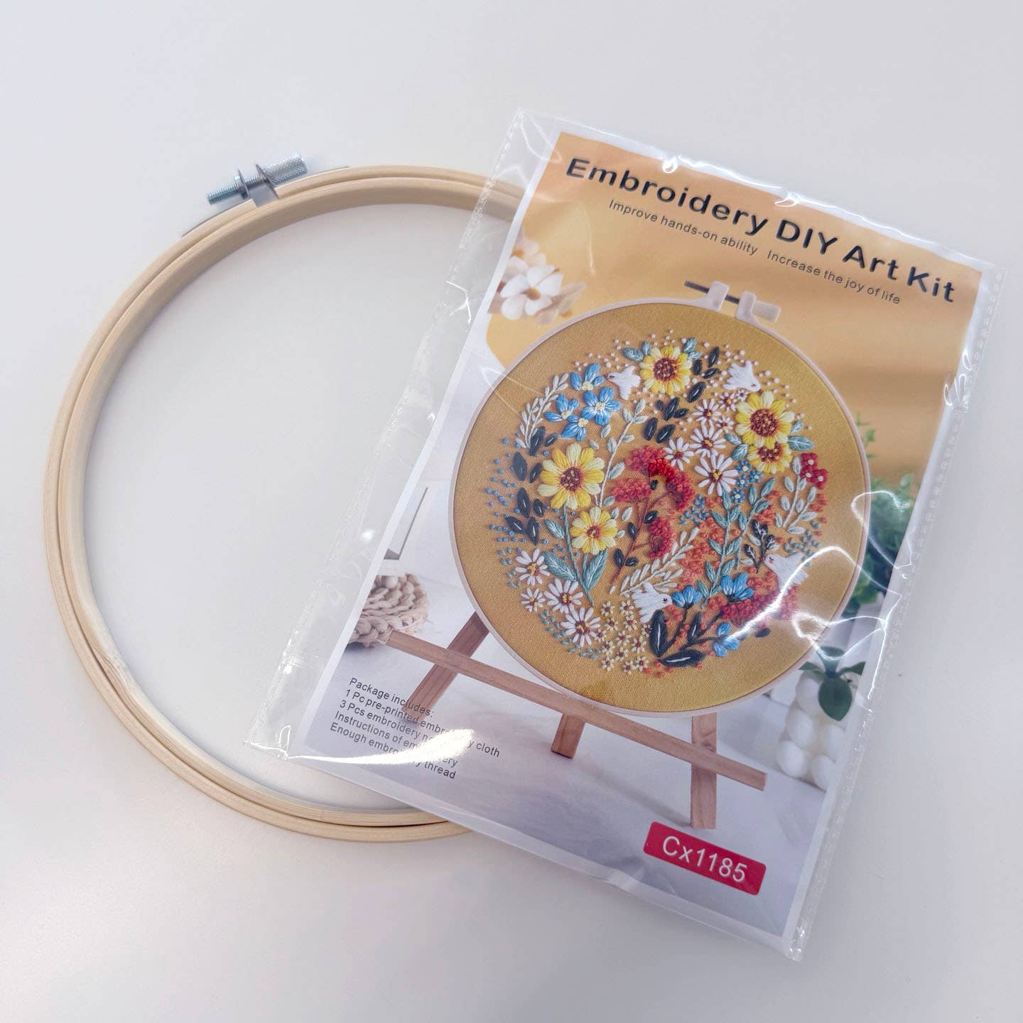 DIY 8" Warm Flower Field Embroidery Craft Kit
