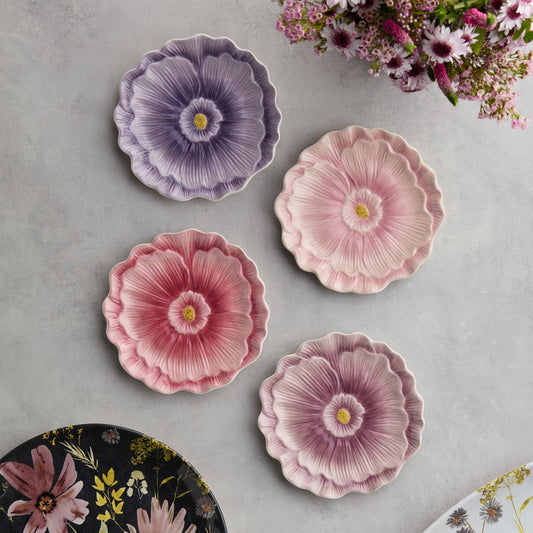 Wildflowers 3-D Floral Dessert Plates 4 asst
