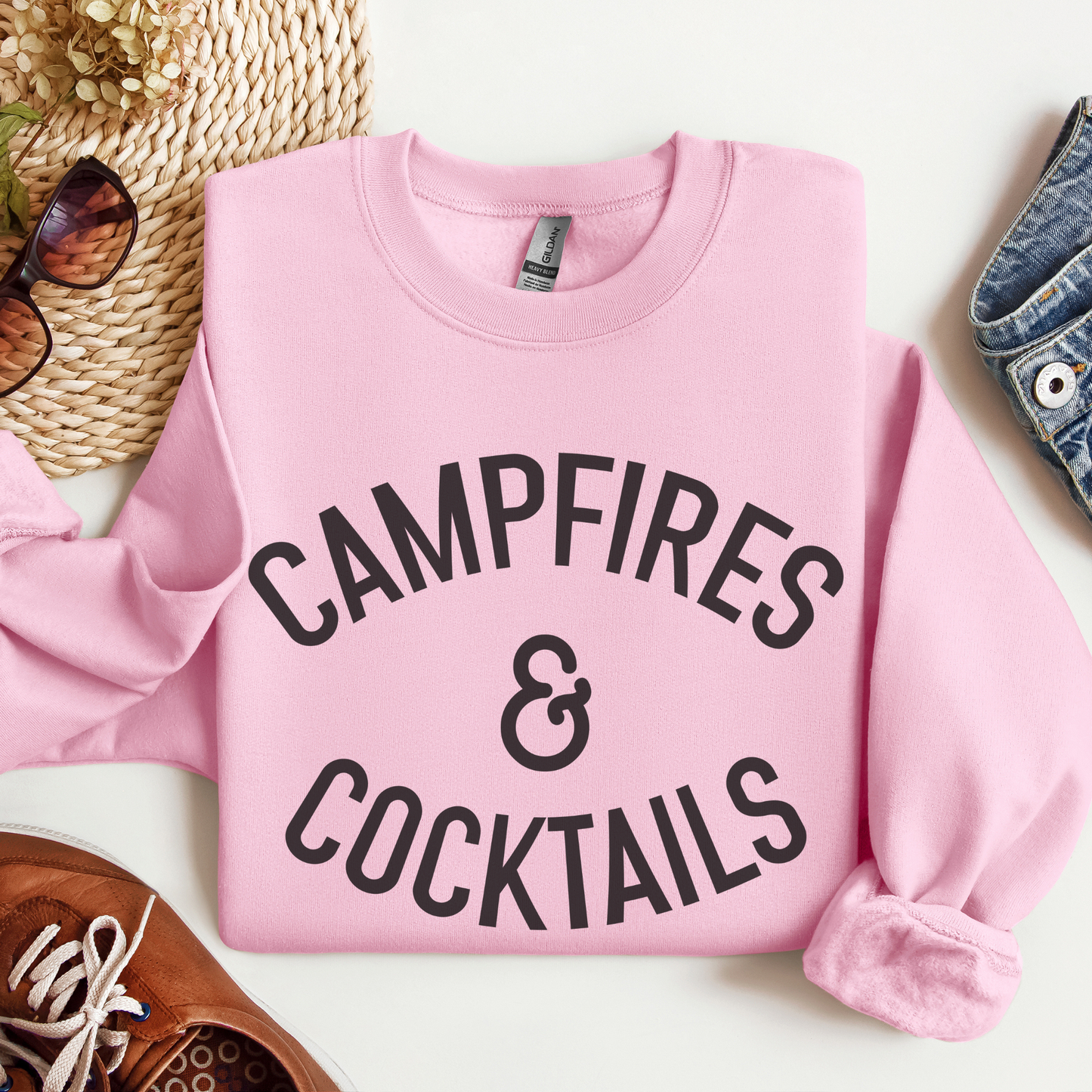 Campfires and Cocktails Crewneck Sweatshirt