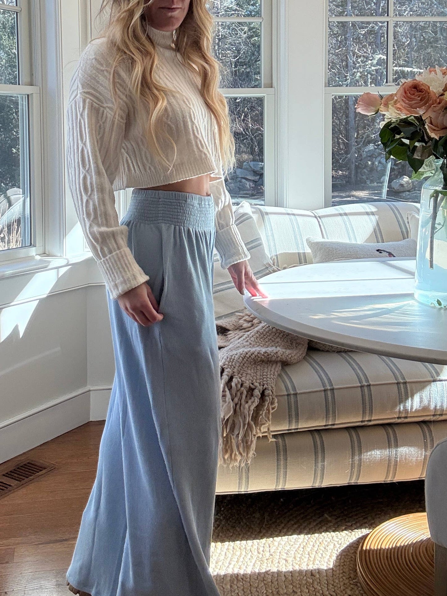 Coastal Waffle Pants – Powder Blue