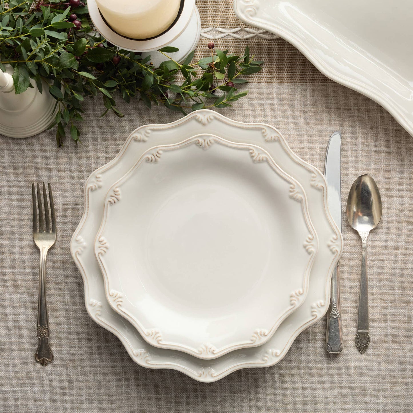 Heritage Scroll Salad Plate – Artistic Stoneware Accent