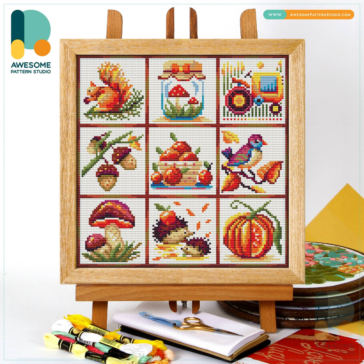 CS1363-1 Autumn Time Sampler, Counted Cross Stitch Kit