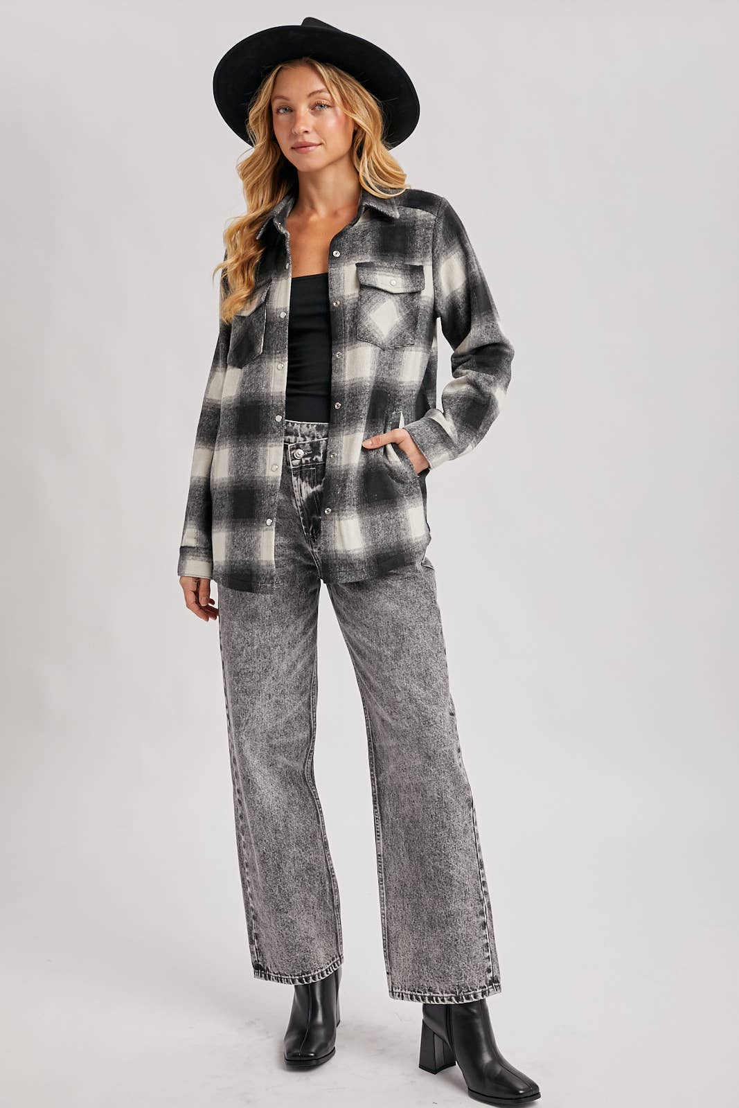 DEMIM HIGH RISE CROSSOVER BUTTON-FRONT WIDE LEG JEANS