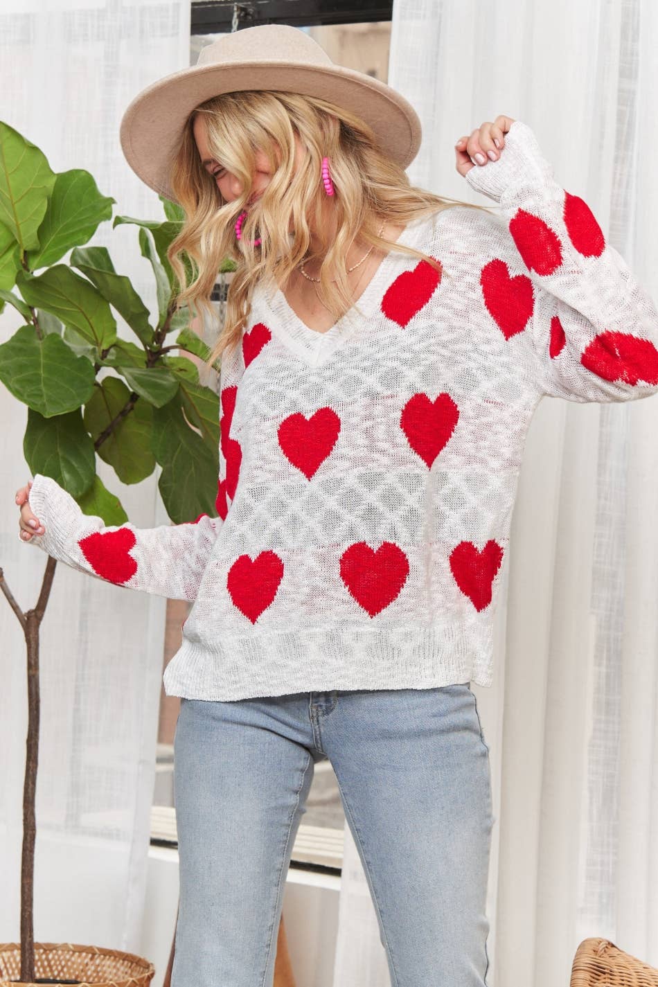 HEART SWEATER TOP - LESW2629