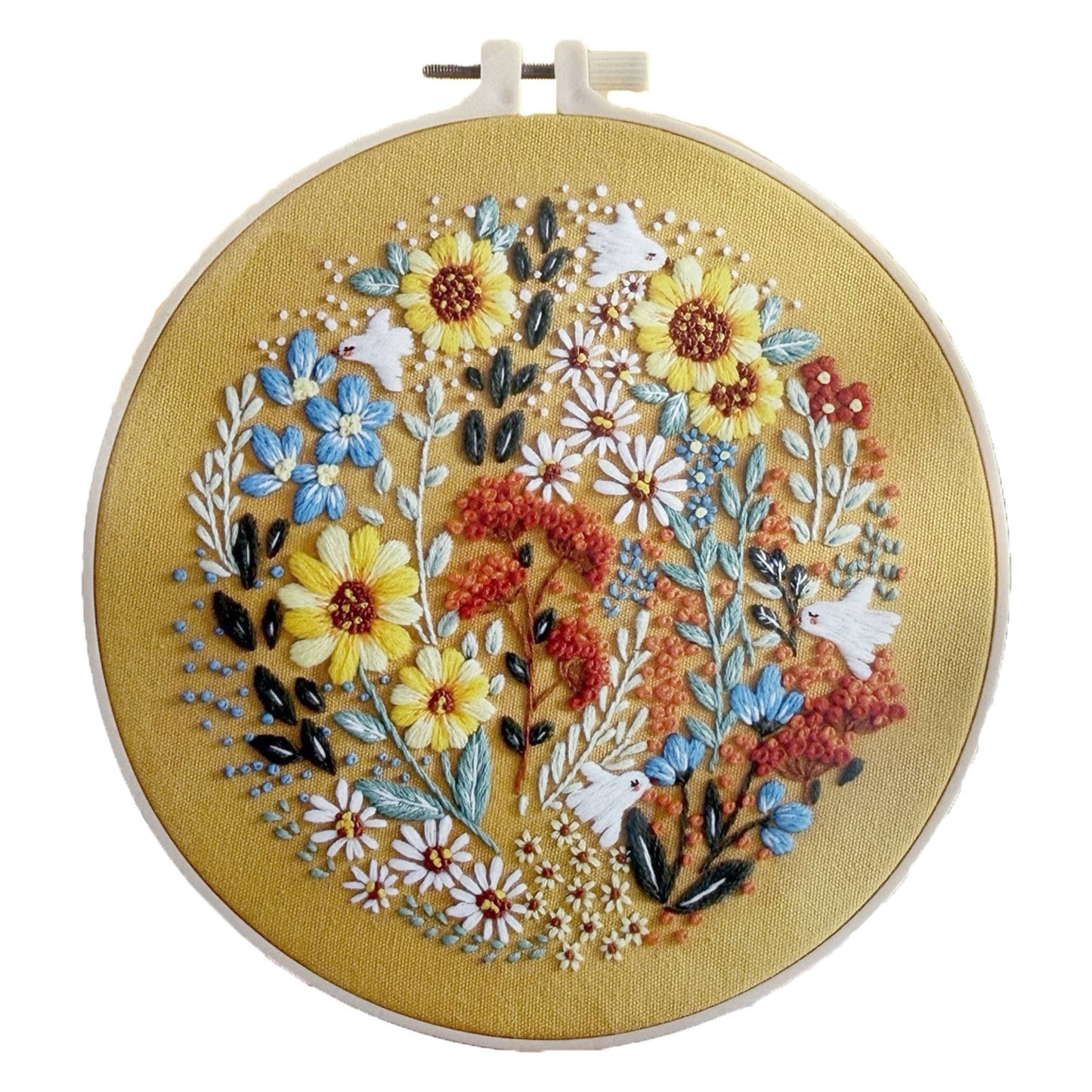 DIY 8" Warm Flower Field Embroidery Craft Kit
