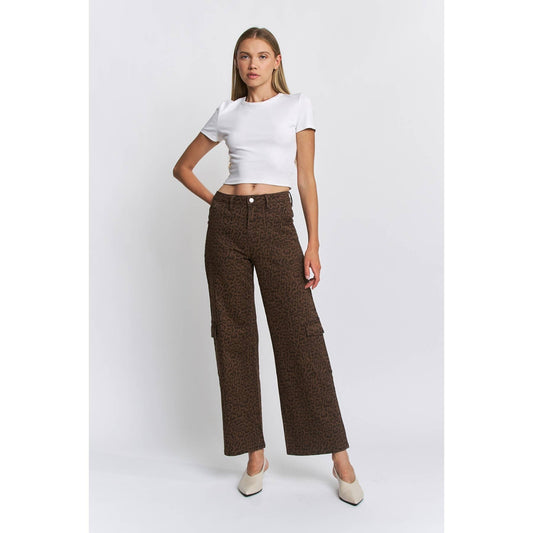 HIGH RISE WIDE LEG CARGO LEOPARD
