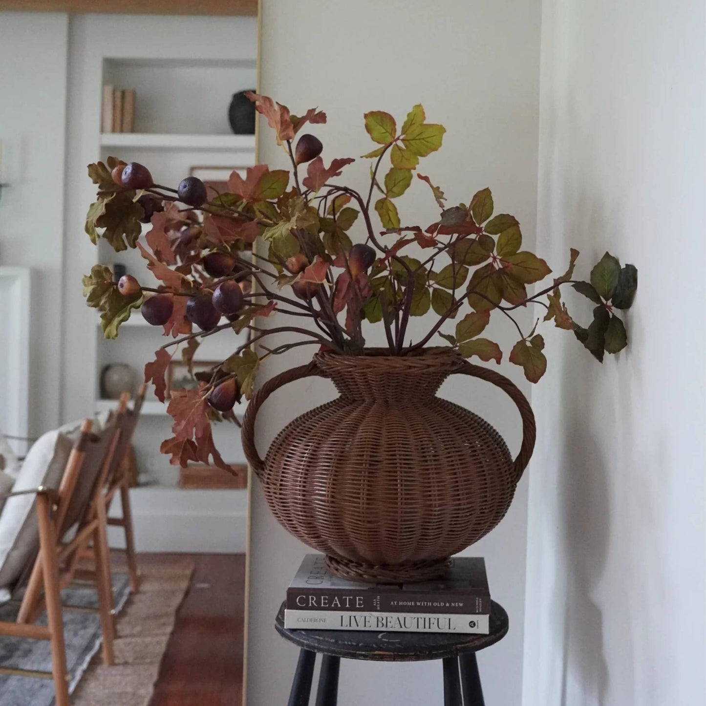Dried Look Faux Fig Branch in Eggplant - 37"