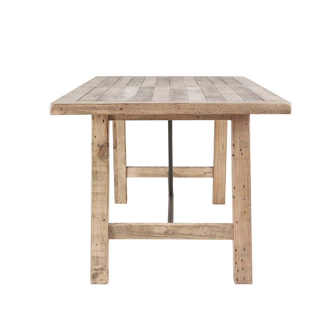 Reclaimed Natural Wood Dining Table with Metal Support *