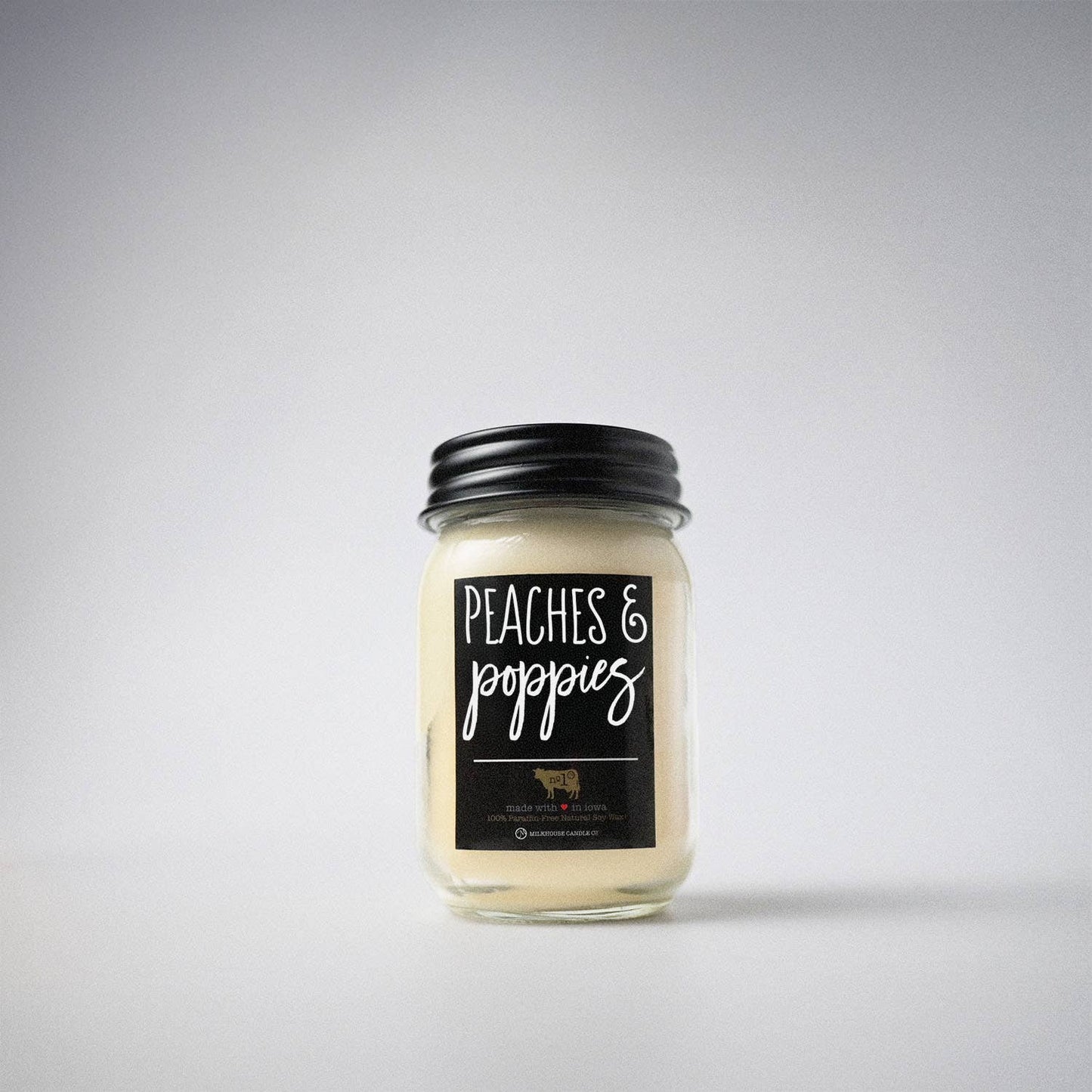 13 oz Mason Jar Candle: Peaches & Poppies