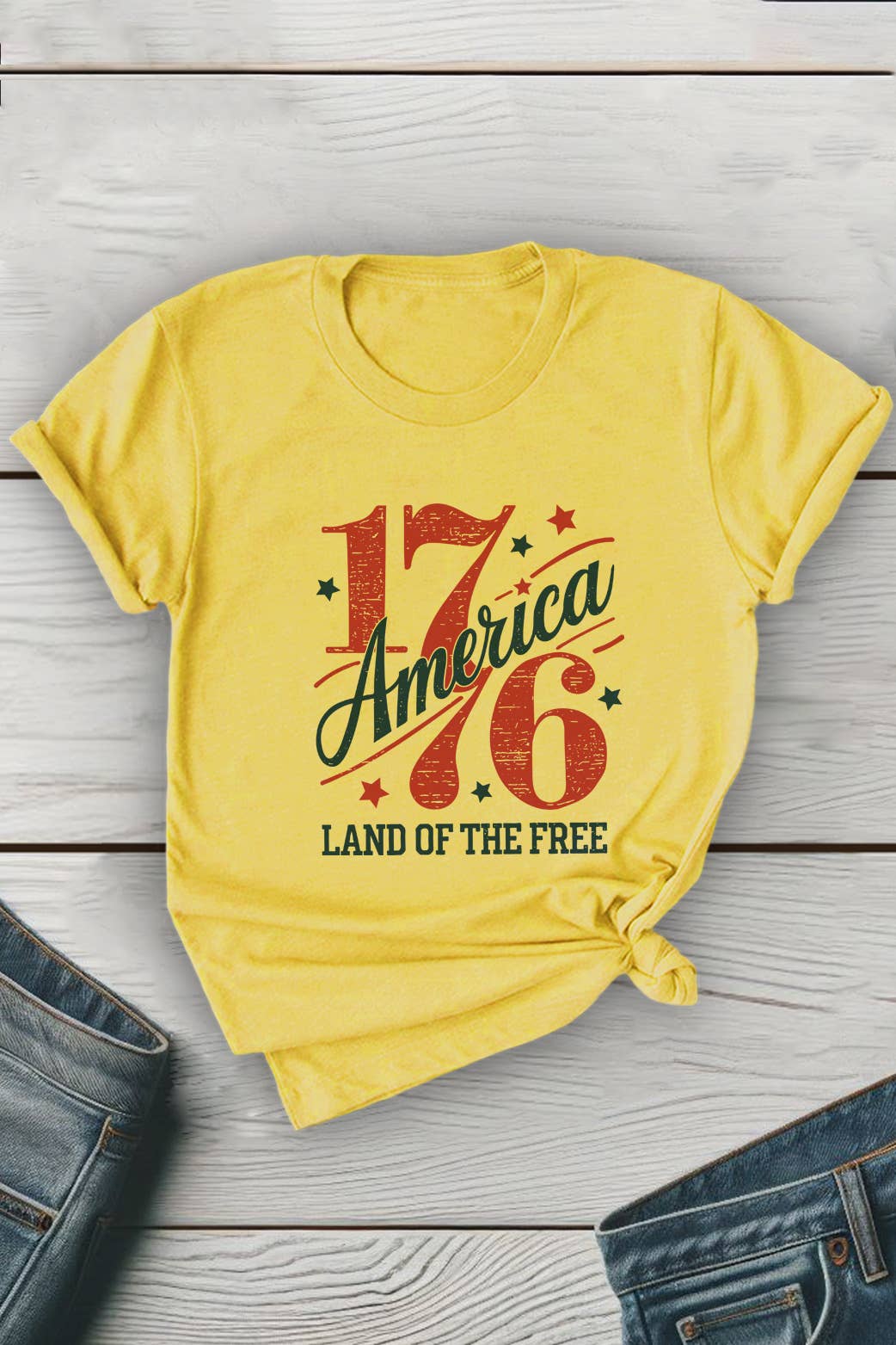 1776 Vintage America Free Unisex Round Neck Tee