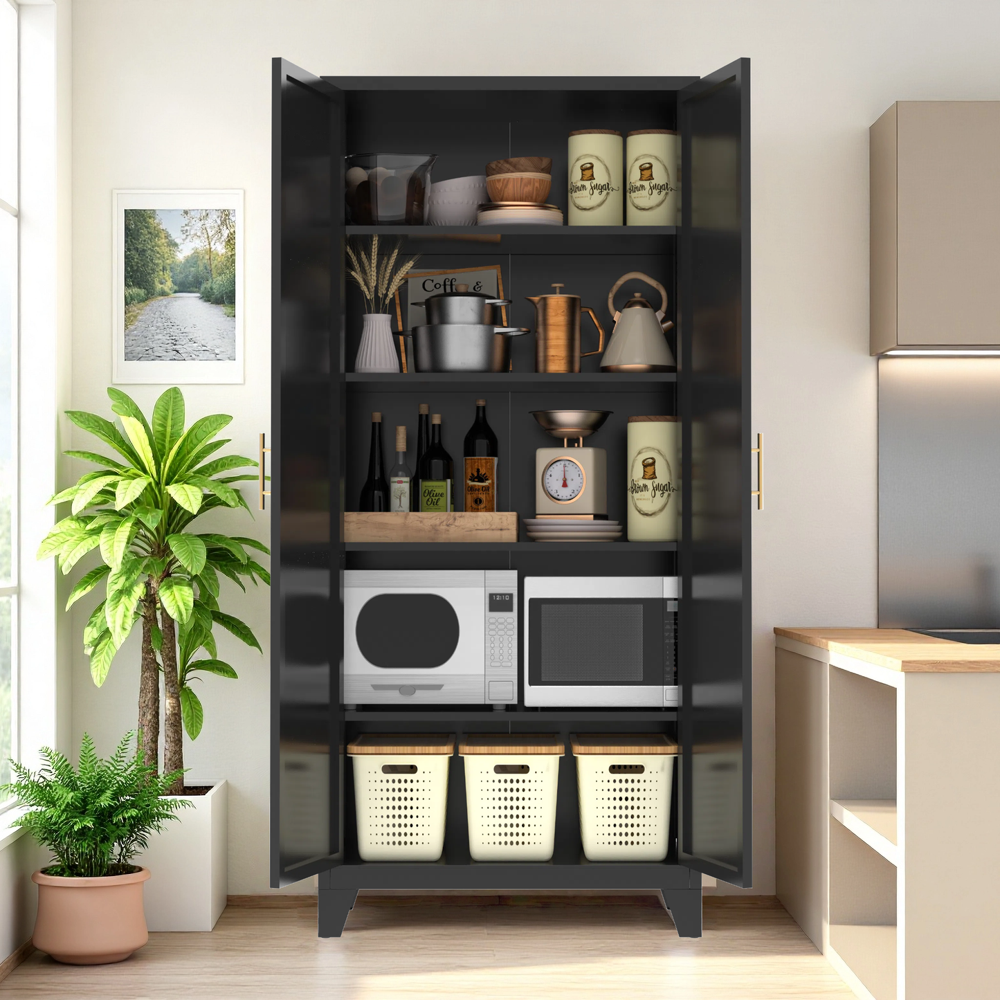 Shapely Doors Storage Cabinet with Adjustable Shelves
