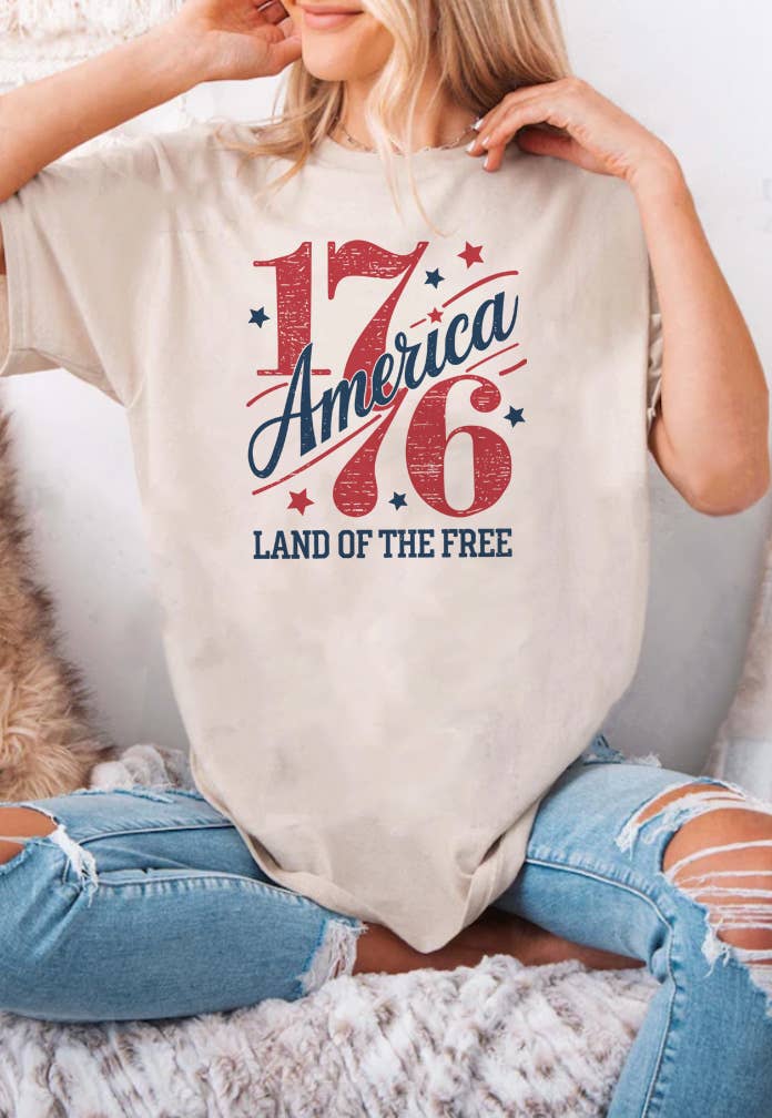 1776 Vintage America Free Unisex Round Neck Tee