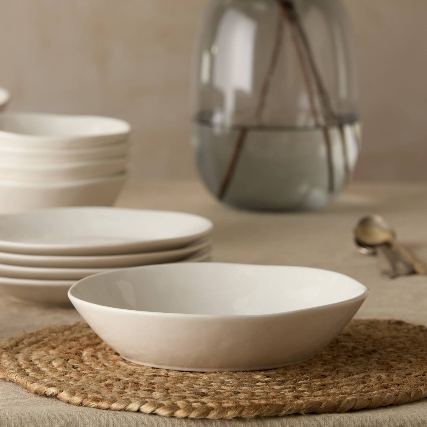 Linen Cream Soup Bowl 9.5in x 2.25in 40 oz