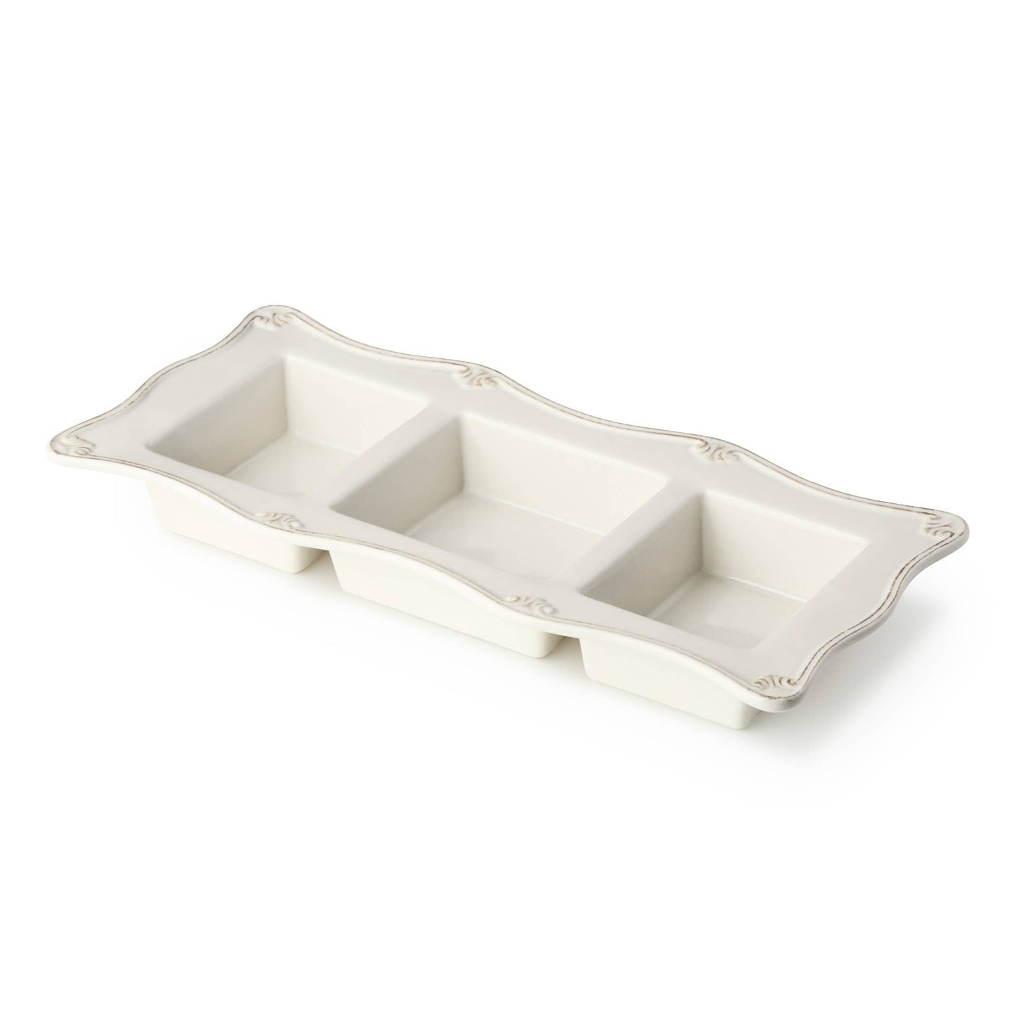 Heritage Relish Tray 15" – 3-Section Stoneware Beauty