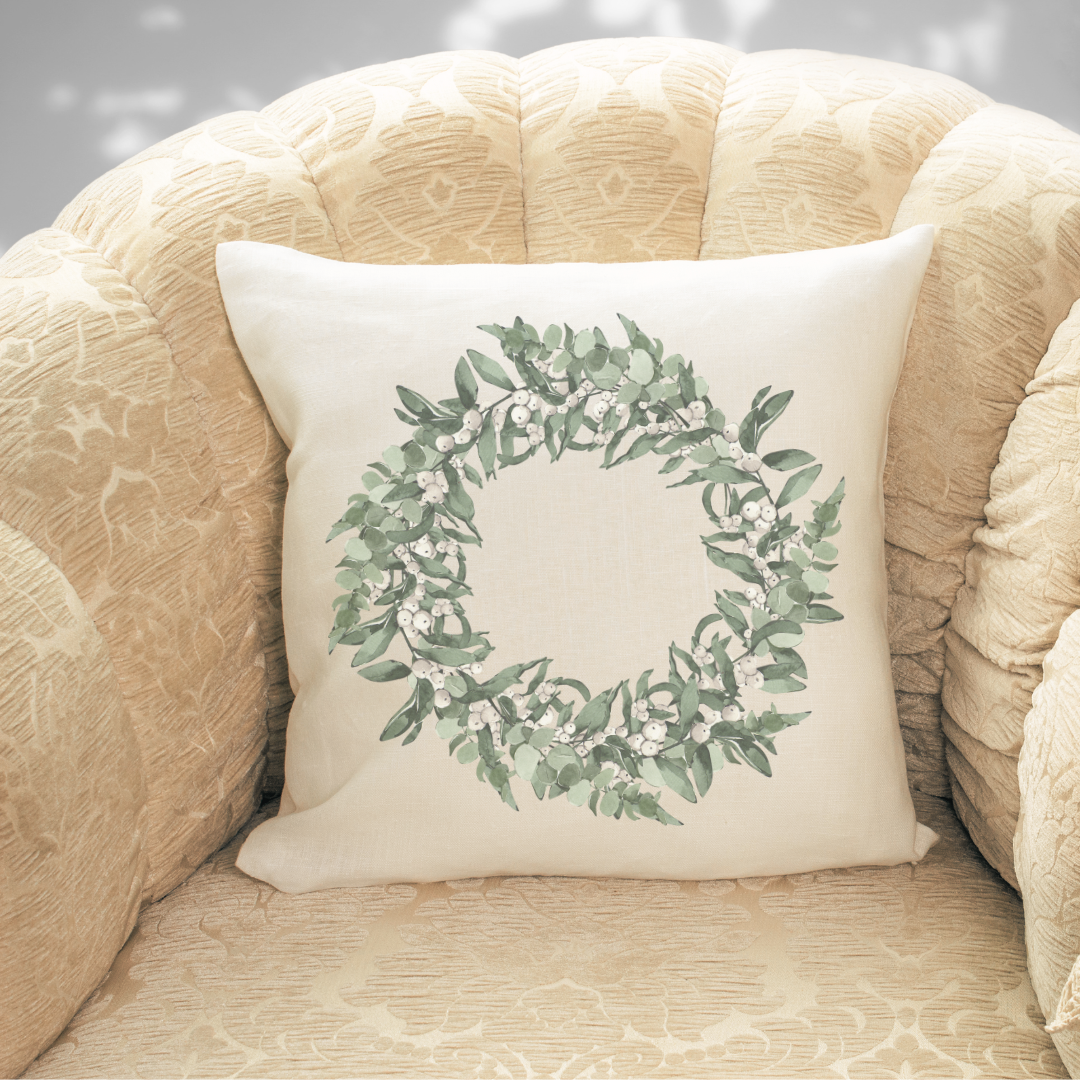 Mistletoe Wreath Pillow Cover