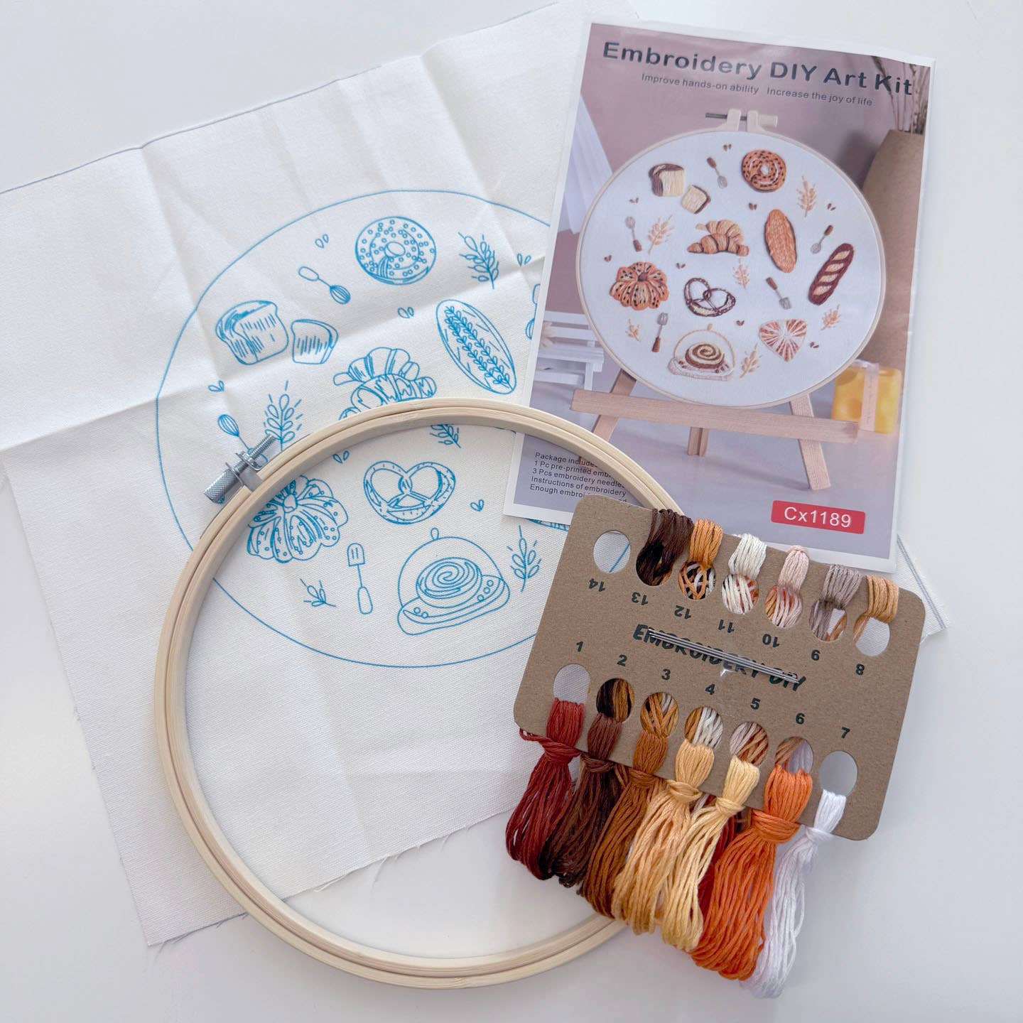 DIY 8" Assorted Bakery Embroidery Craft Kit