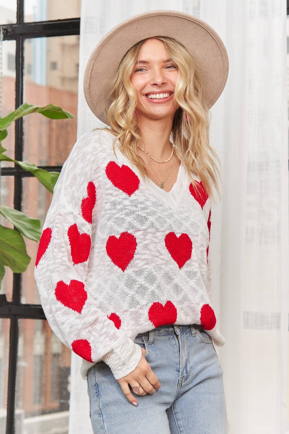 HEART SWEATER TOP - LESW2629