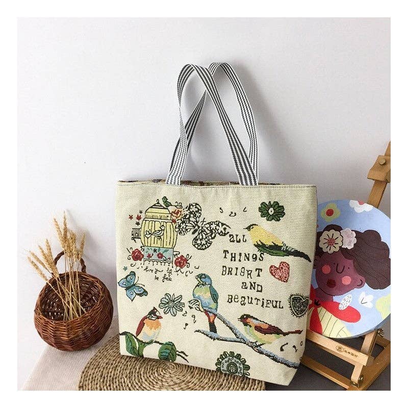 Stylish Large Capacity Floral Canvas Bag