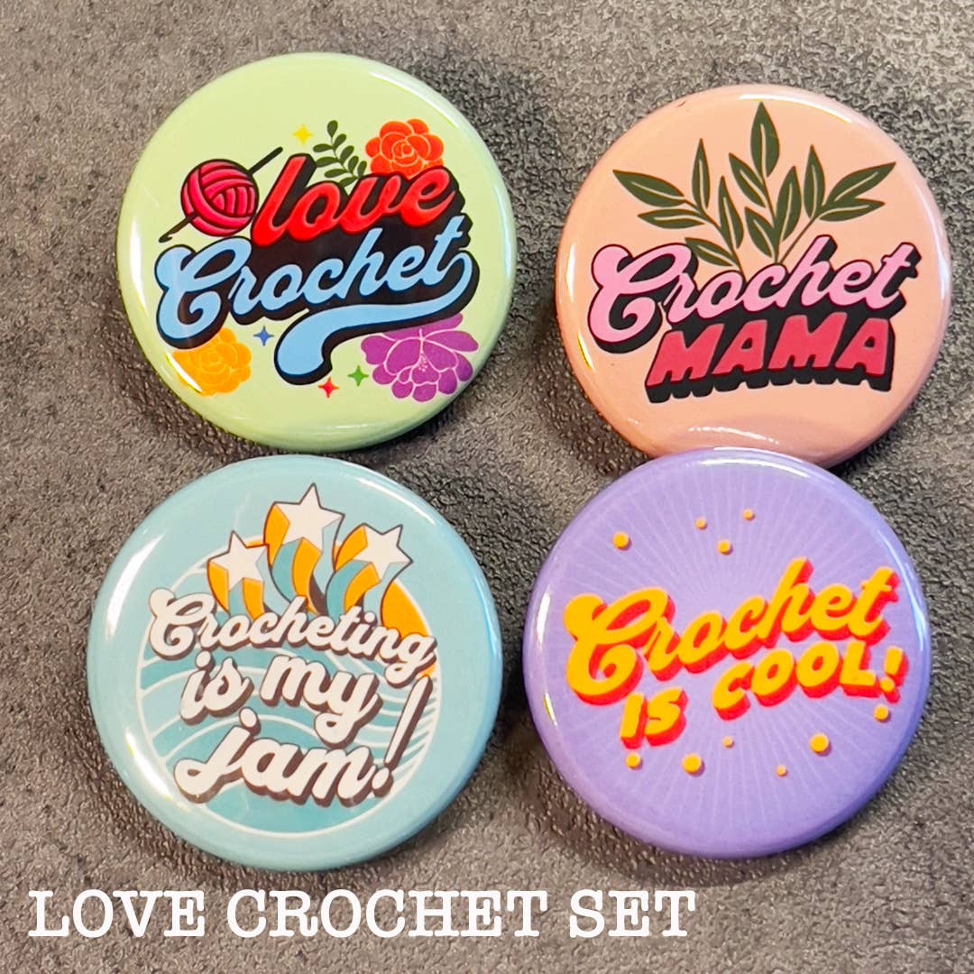 Love Yarn Pin Badge and Magnet Set, Crochet, Knit