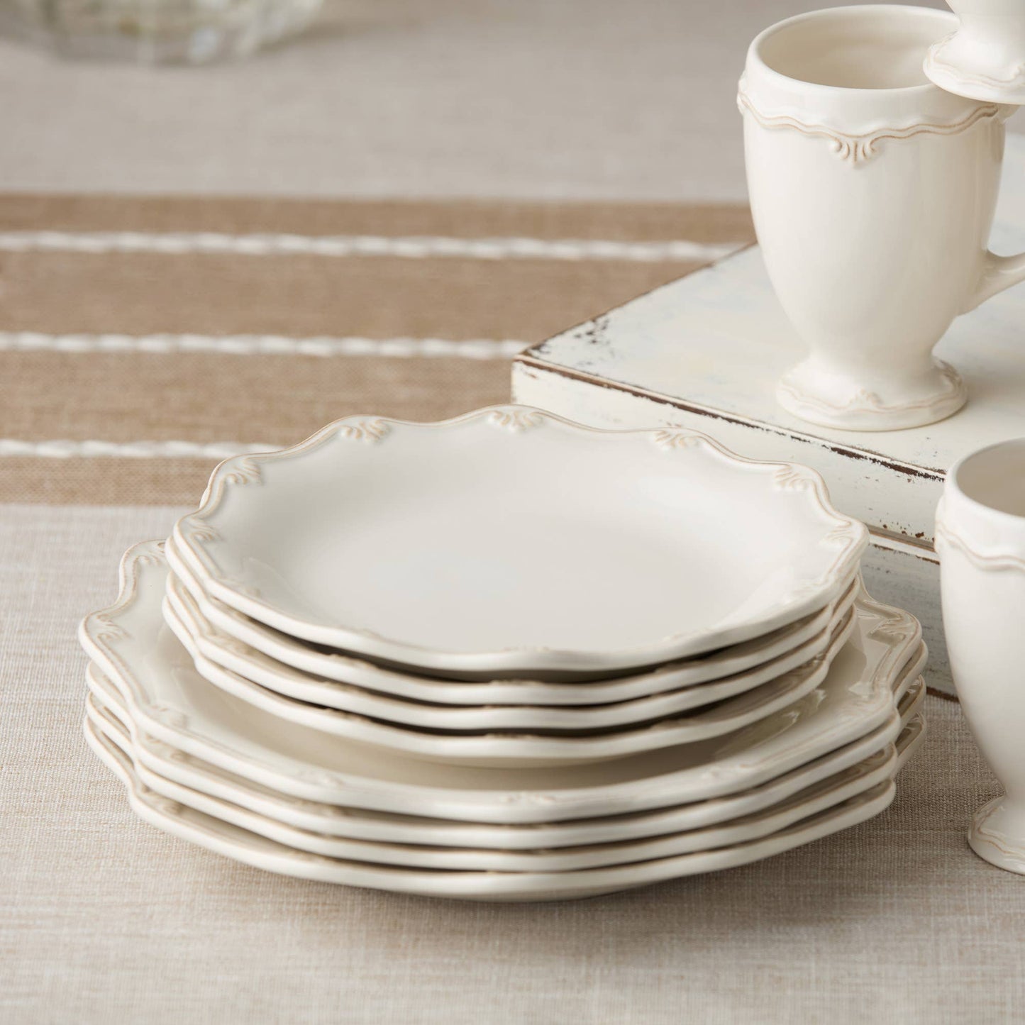 Heritage Scroll Salad Plate – Artistic Stoneware Accent