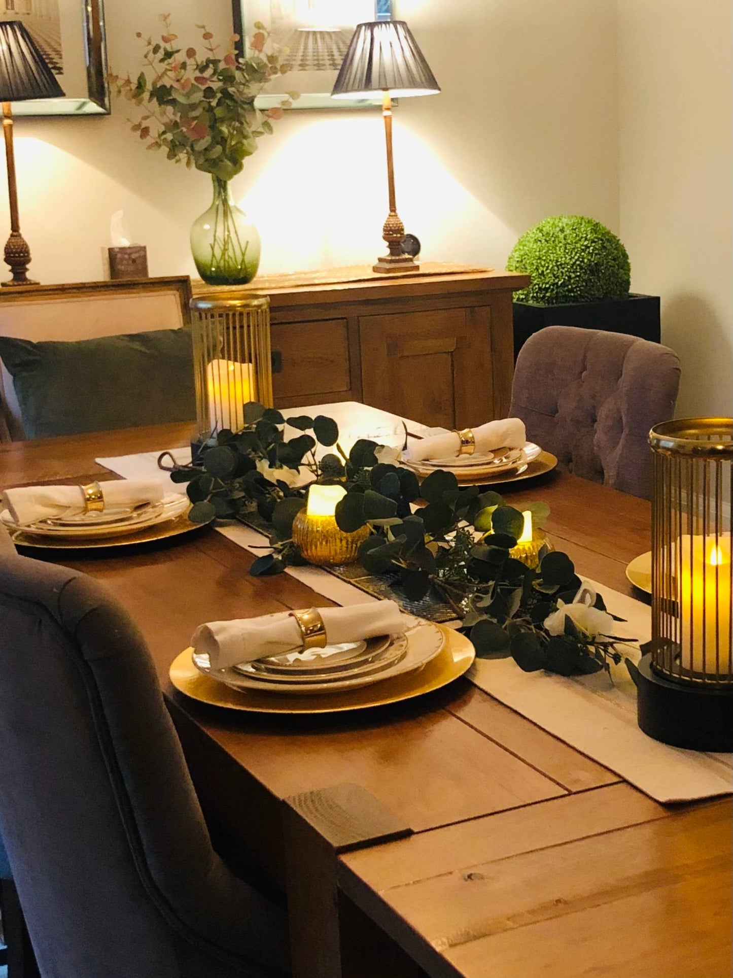 70" Artificial Grey green Eucalyptus Garland seeded