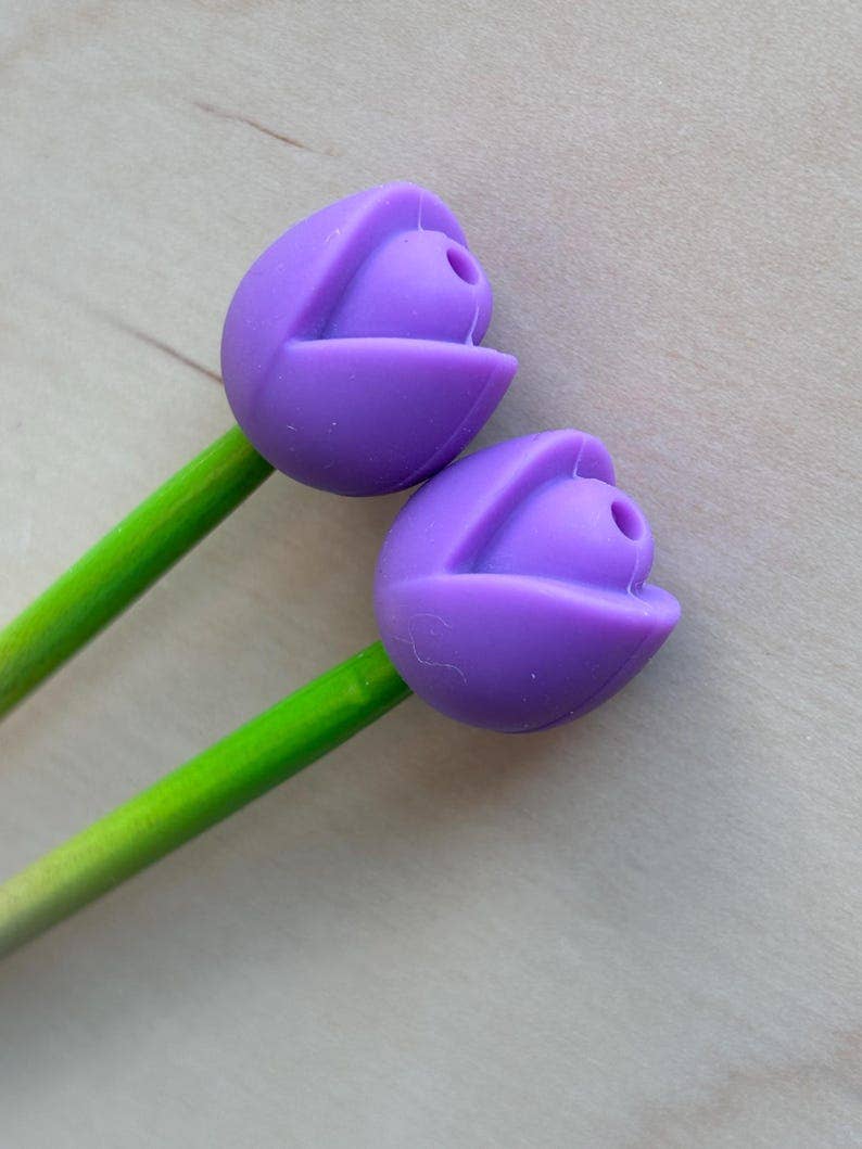 Knitting Needle Point Protectors Tulips Flower Spring Garden