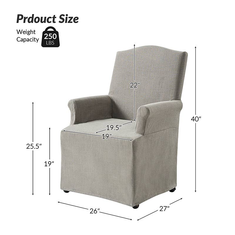 Kanrad Slipcover Dining Chair with Casters
