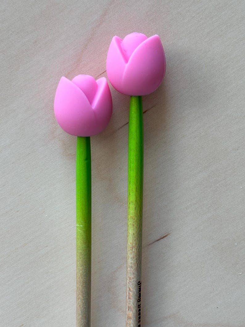 Knitting Needle Point Protectors Tulips Flower Spring Garden