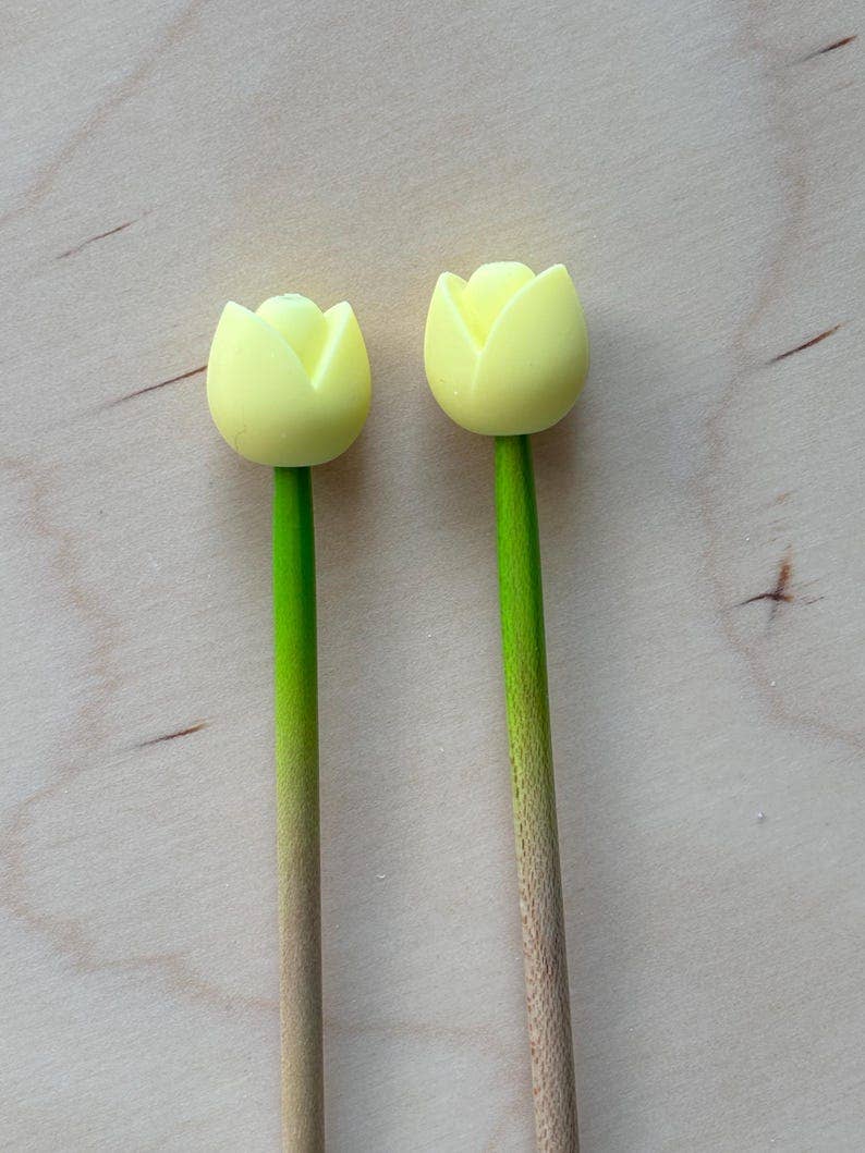 Knitting Needle Point Protectors Tulips Flower Spring Garden