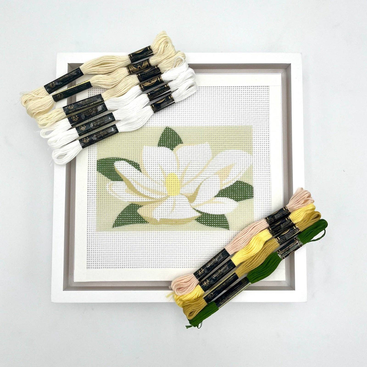 Magnolia (on Pale Green background) 6x4 Needlepoint Design