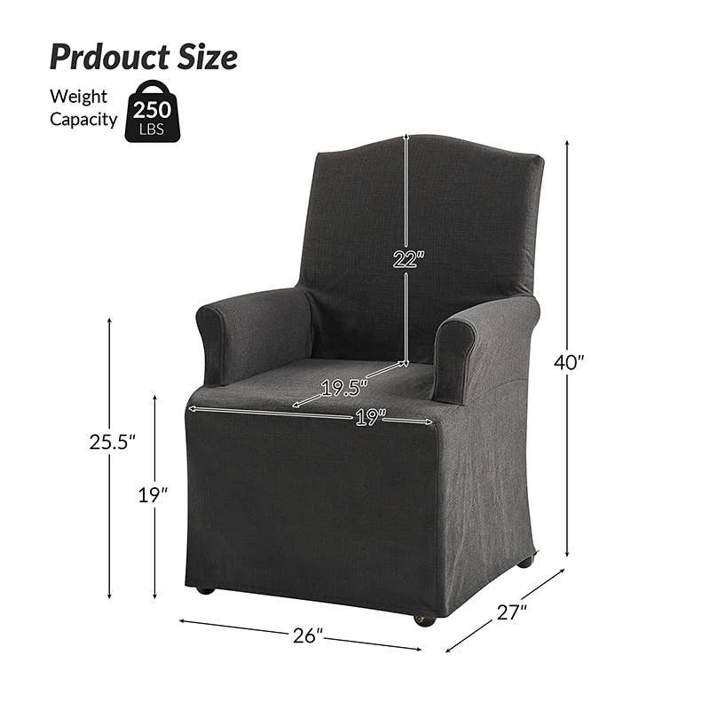 Kanrad Slipcover Dining Chair with Casters