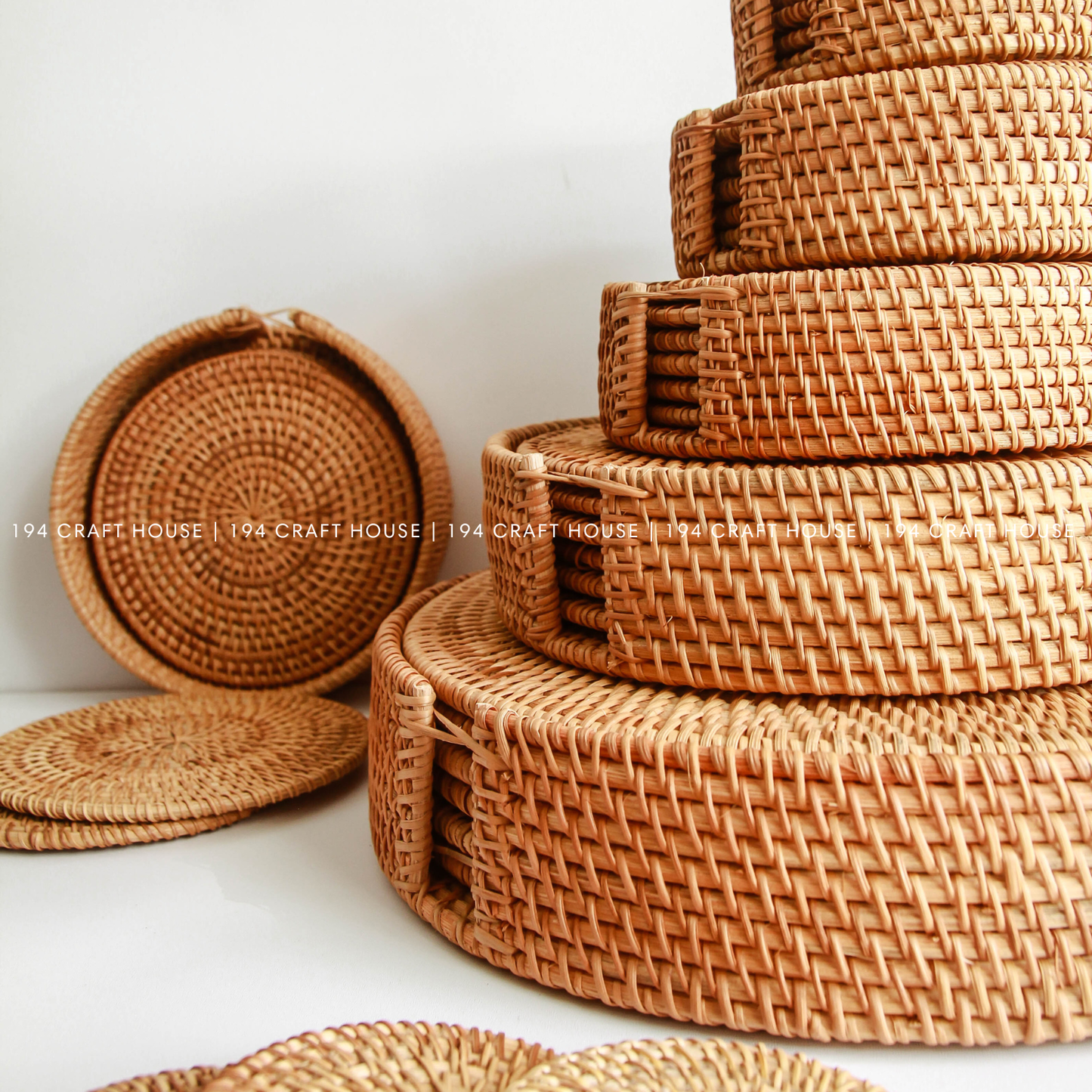 Natural Round Rattan Placemats - Home & Kitchen Decor