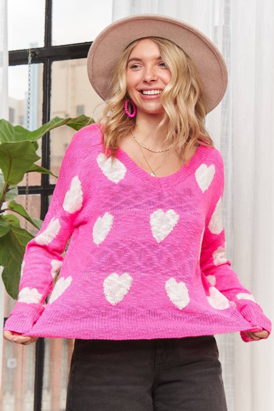 HEART SWEATER TOP - LESW2629