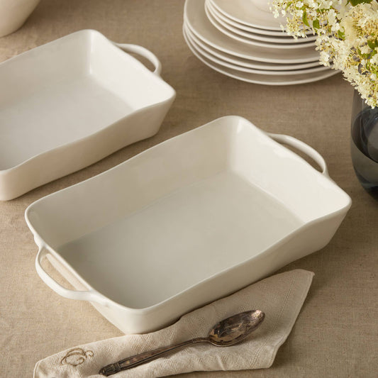 Linen Cream Large Rectangular Baker 16in x 10.25in x 3in