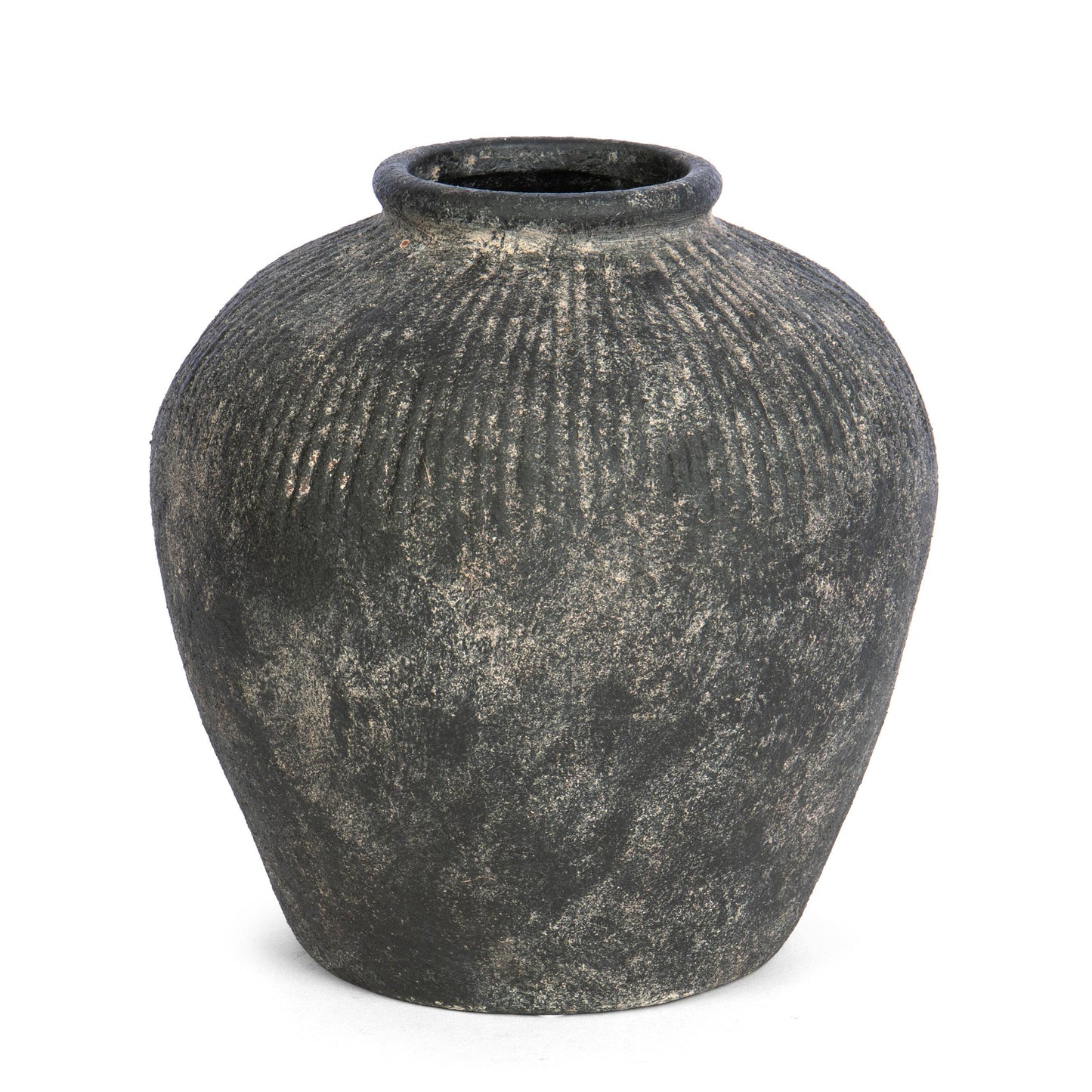 Round Stoneware Style Terracotta Dark Vase 8"