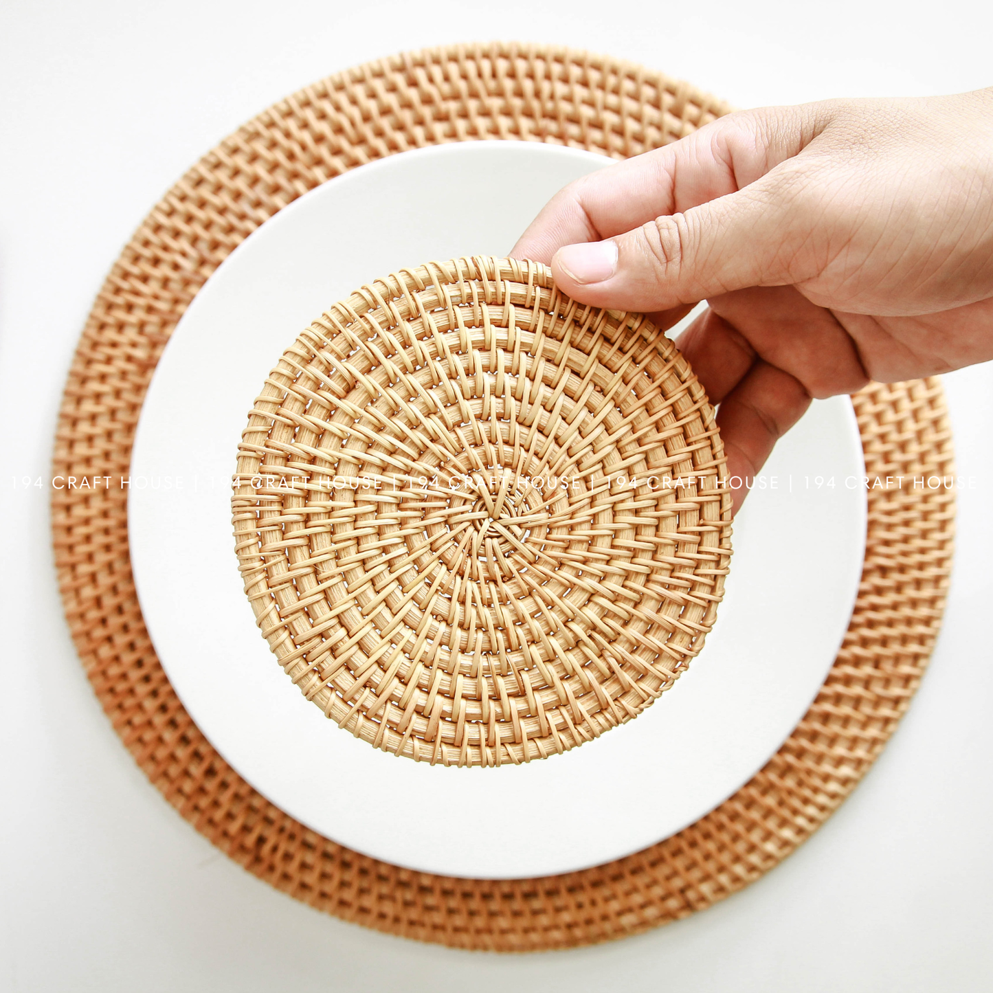 Natural Round Rattan Placemats - Home & Kitchen Decor