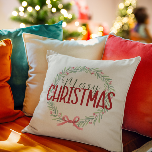 Christmas Berry Wreath Pillow Cover